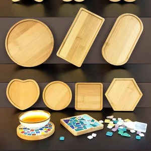 Bamboo <b>Mosaic</b> Coaster Base Round With Grooves For Craft Decoration Kids DIY Project Bamboo Wood Art Supply - Product Image 1