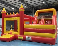 Château gonflable tropical combiné pour enfants avec toboggan aquatique, capacité de 500 kg, installation facile, usage commercial