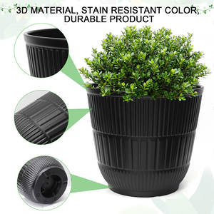 Juego <span class=keywords><strong>de</strong></span> <span class=keywords><strong>3</strong></span> Macetas <span class=keywords><strong>de</strong></span> Plástico con Diseño <span class=keywords><strong>de</strong></span> Rayas Modernas Weicheng Xing, Macetas Decorativas Negras para Jardín - Product Image 2