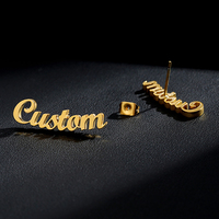 Boucles d'oreilles créoles personnalisées en acier inoxydable pour femme, plaquées or 18 carats, faites à la main, tendance, pour soirée, idéales pour le dropshipping