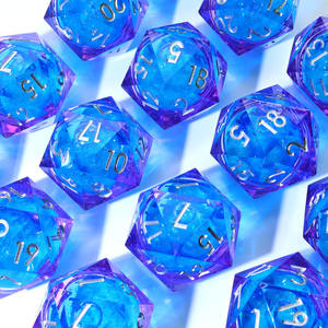 نرد كبير متعدد الأوجه <span class=keywords><strong>D20</strong></span> مقاس 33 ملم، أزرق وأرجواني، بلاستيك صديق للبيئة، مجموعة هدايا DND، ألعاب طاولة خيالية وخيال علمي - سائل 4 - Product Image 2