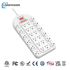 15A 24-outlet Power Strip <span class=keywords><strong>4</strong></span> USB-A 2 USB-C bảo vệ tăng industri Ổ cắm chuyển đổi dây mở rộng đa chức năng cắm ổ cắm - Product Image 2