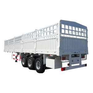 Fábrica barata 3 ejes 40 pies 40 toneladas alta caída lateral tablero ganado remolque <span class=keywords><strong>jaula</strong></span> de acero valla de carga semirremolque para la <span class=keywords><strong>venta</strong></span> - Product Image 2