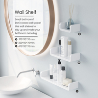 Étagères adhésives multifonctionnelles simples à un seul niveau en plastique PS blanc pour cuisine, salle de bain, salon, sans perçage