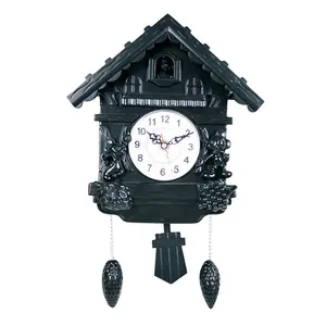 Vintage Style Design Colorful Plastic House Shape With Pendulum cuckoo clocks with birds Wall Clock for Home Decor
