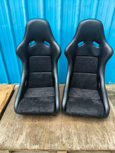 Siège baquet RECARO Pole en cuir noir et velours, style compétition automobile avec rails de glissière pour Subaru - Product Image 4