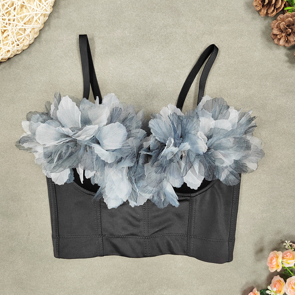 black with black gray flower