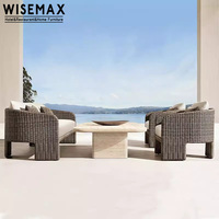 WISEMAX FURNITURE Mobilier de patio moderne pour hôtel, ensemble de canapés de jardin en aluminium et rotin PE imperméable pour villa, complexe hôtelier, plage