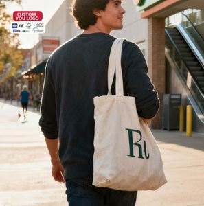 Custom Print <b>Canvas</b> Cotton Grocery Shopping <b>Bags</b> Eco-Friendly Recyclable Tote <b>Bag</b> with Zipper Closure and Handled Design - Product Image 1