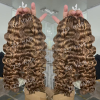 Cheveux humains bouclés bruts birmans en gros pour tresses au crochet (Miracle Knots) # Extensions pré-bouclées couleur Piano Highlight P4/27 pour femmes noires