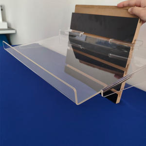 Étagère à angle droit <span class=keywords><strong>avec</strong></span> <span class=keywords><strong>rebord</strong></span> et support arrière, étagère d'exposition en acrylique transparent, accessoires pour panneau mural à lattes en acrylique - Product Image 4