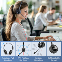 Auriculares con Cable para Oficina y Computadora Bee H369, Nuevos de Fábrica, con Cancelación de Ruido ENC, USB, para Centro de Llamadas, con Botón de Respuesta Telefónica