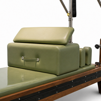 Máquina de Pilates Reformer de Madera de Nogal Natural, Combo de Media Torre, con Rieles de Longitud Completa y Resortes