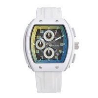 Reloj de Cuarzo Moderno para Hombre, Cristal Mineral, 46 mm, Resistente al Agua, Aleación, Silicona, Luminoso, Seis Agujas, Tres Esferas, Cierre Oculto con Botón
