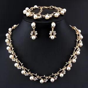 Pearl Jewelry Sets For Women African Beads Jewelry Set Wedding Imitation Crystal Bridal Dubai Necklace