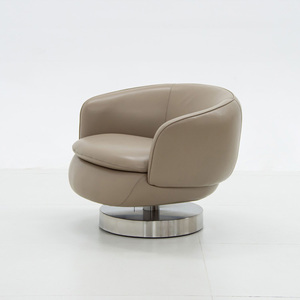 Fauteuil pivotant en acier inoxydable - Chaise pivotante minimaliste italienne |   Fauteuil individuel de luxe léger pour villa et penthouse - Product Image 1