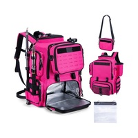 Sac à dos tactique isotherme en tissu Oxford pour équipement de pêche, avec compartiment isotherme zippé, support de canne détachable, sangle bandoulière et grand espace de rangement pour équipement