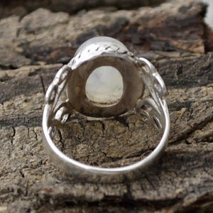 Anillo de Piedra Lunar H269, Plata 925, Engaste en Bisel, Unisex, Uso Diario, Joyería Fina - Product Image 6