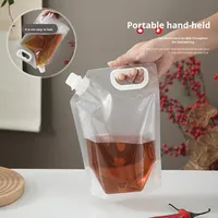 Sac à eau pliable portable à suspendre à l'oreille, autoportant, pour le stockage d'eau, de nourriture, de jus, de boissons, de lait, de bière, de liquides, avec bec verseur scellé