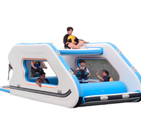 Solution de Maison Flottante Portable 2026 – Bateau Maison Gonflable 4,5M le Plus Vendu avec Batterie au Lithium Blanc Bleu Capacité 100-500kg