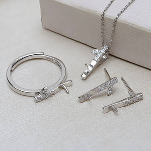 Ensemble de bijoux DIY en argent S925, pendentif de divination, boucles d'oreilles et bague avec support vide pour perles de 6 à 8 mm pour les fêtes - 3152 - Product Image 2