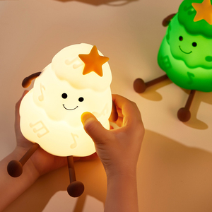 Dễ Thương Giáng Sinh Cây Silicone Đèn <span class=keywords><strong>LED</strong></span> Ánh Sáng Ban Đêm USB Có Thể Sạc Lại Điều Khiển Cảm Ứng Ấm Trắng RGB Trẻ Em Phòng Ngủ Đèn Cạnh Giường Ngủ - Product Image 4