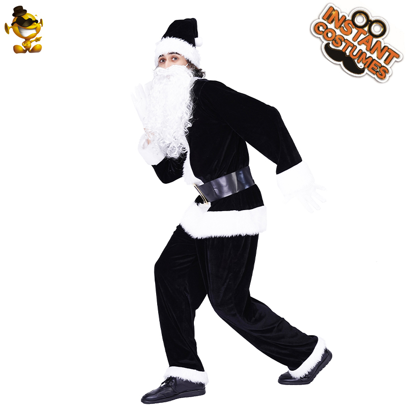 Men's Black Santa Claus Costume for Adults - Funny Christmas Party Outfit, One Size, Ideal for Cosplay Events Men's Black Santa Claus Costume for Adults - Funny Christmas Party Outfit, One Size, Ideal for Cosplay Events