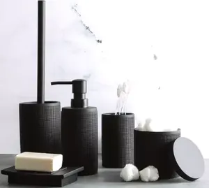 Nordic Hotel Black Polyresin Badkamer Product Set Home Decor Chinese Leverancier Moderne Hars Badkamer Accessoires Set