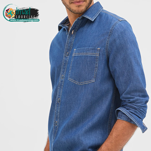 Chemise en jean classique pour homme, manches longues, respirante, confortable, en coton, décontractée, fermeture boutonnée, vêtement de travail, tendance - Product Image 3