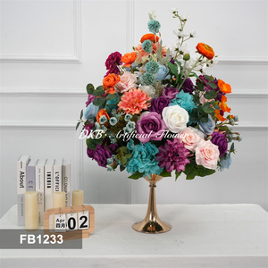 Centros de mesa coloridos para boda, arreglos florales en forma de bola, gran bola de flores artificiales de seda, rosas. - Product Image 2