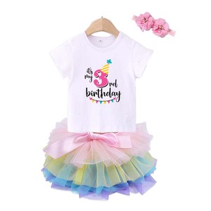 Neonate 1st Birthday Outfit pagliaccetto Tutu gonna corno unicorno <span class=keywords><strong>abbigliamento</strong></span> per Smash Cake servizio fotografico DGHB-008 - Product Image 4