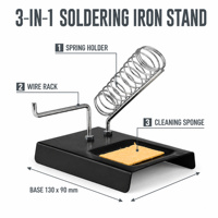 Support de fer à souder 3 en 1, support métallique avec éponge résistante à la chaleur pour station de soudage 936, réparation électronique, bricolage