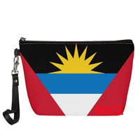 Sac cosmétique en cuir PU avec anse, motif drapeau personnalisé d'Antigua, idéal pour les voyages, le rangement de produits de beauté et la vente en gros