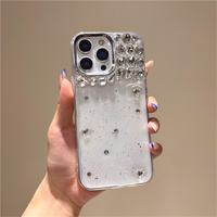 Coque de téléphone de luxe scintillante avec strass en cristal pour iPhone 18 17 Pro Max 16 15 14 13, étui de protection transparent en TPU et époxy