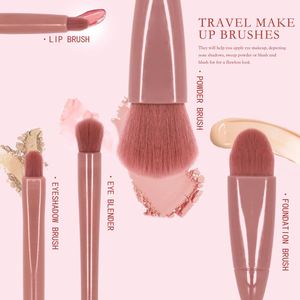 High Quality Professional Portable Travel 5pcs Makeup <b>Brushes</b> Set Mirror Custom Logo Artificial Fiber Face Concealer Eyeshadow - Product Image 4