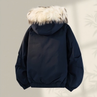 Doudoune personnalisée avec logo pour homme, style court, col en laine, épaisse et chaude, modèle unisexe pour homme et femme
