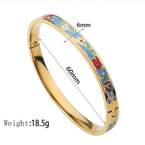 Wholesale 316L Stainless Steel 14k 18k Gold Plated Fashion <b>Bracelets</b> & <b>Bangles</b> Enamel <b>Bracelet</b> for Women - Product Image 6