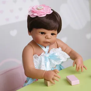 Npk Uitverkoop 55Cm Bebe Pop Reborn Baby Meisje Pop Victor In Donkerbruin Waterdicht Bad Speelgoed Verjaardagscadeau