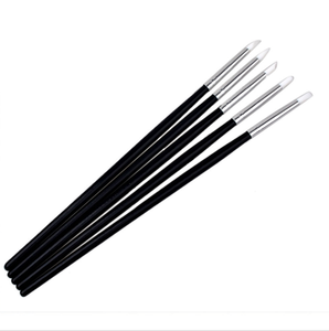 Kit de 5 pinceaux professionnels pour nail art à manche plat, avec virole en bois noir et aluminium, outil de 57 mm, avec coton-tige, coupe-ongles et sac en PVC, pour salon - Product Image 2