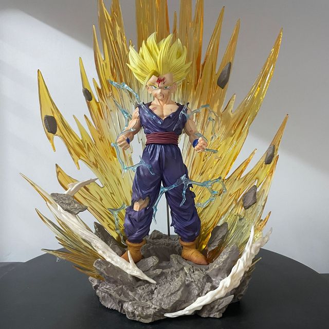 38CM Dragon Son Gohan Red Hair Super Saiyan DBZ Fist Collect Gift Japanese Figurine Statue Anime PVC Figure Toy