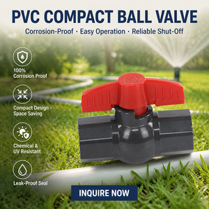 Valvola a Sfera in PVC Durevole, Valvola di Blocco Acqua in Plastica con Maniglia Rossa Filettata per Irrigazione Giardino, Prezzo di Fabbrica per India, Pakistan, Africa - Product Image 1