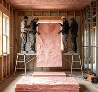 Laine de verre ininflammable ASTM C518 US pour isolation de plafond, rouleau pré-découpé R19, 6,25 pouces, non revêtu, rose, ignifuge, en fibres de verre
