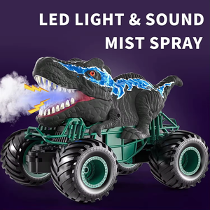 Juguetes de Coche Dinosaurio con Control Remoto por Radio de 2.4GHz para Niños, Vehículo <span class=keywords><strong>Dino</strong></span> con Luces, Efectos de Sonido y Función de Pulverización de Agua - Product Image 2