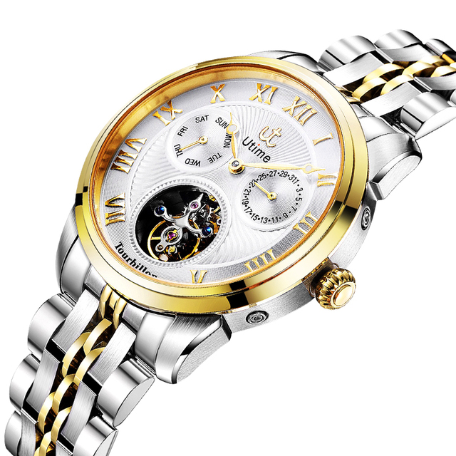 Utime Luxury Mechanical Watches Branded High Quality Tourbillon Movement Automatic Watch for Men Welcome Custom