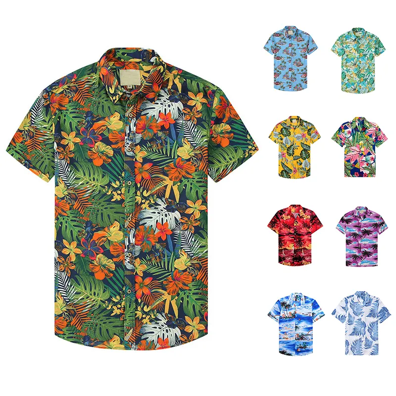 Hot Sale Printed Casual Short Sleeve New Model Print Hawaiian Shirt Mens