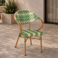 Fauteuil de bistrot français en rotin PE tressé géométrique moderne et léger pour terrasse, jardin et café
