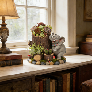 Vase en résine réaliste en forme de tronc d'éléphant - Ornements artistiques <span class=keywords><strong>porte</strong></span>-bonheur pour jardin extérieur, patio, véranda, maison - Product Image 5