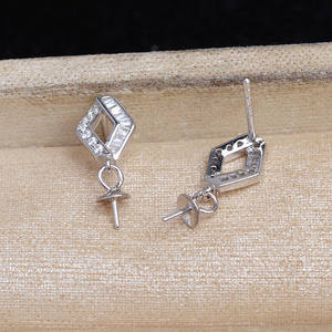 Boucles d'oreilles papillon en argent S925 avec couronne, accessoire de bricolage, bijoux en perles, capuchons de perles de 3 mm, support vide, semi-fini JG5942 - Product Image 5