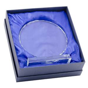 Trophée rond en verre de 150 mm avec graphiques imprimés UV, plaques de récompense pour salons professionnels et cadeaux de bienvenue, base en papier de 19 mm - Product Image 3