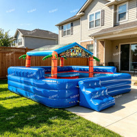 Bar de piscine gonflable avec comptoir de bar Tiki, bar de piscine avec auvent et canapé, équipement de jeu aquatique flottant pour location de fête en extérieur